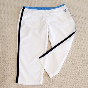 Nike White, Navy Leg Stripe Active Capri Track Pants, Wm's XL, Like New